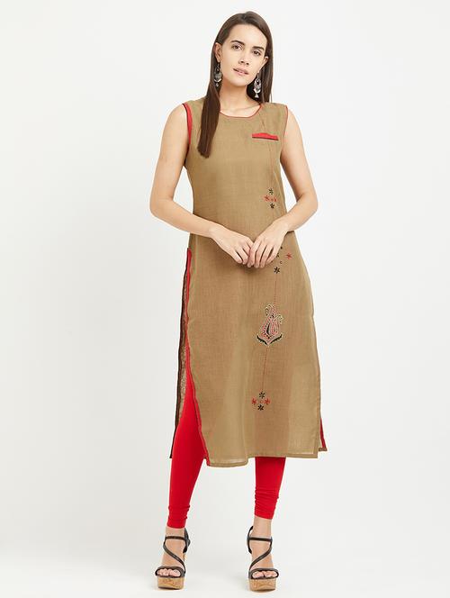 embroidered straight kurta - 15544147 - Very Small Image - 1