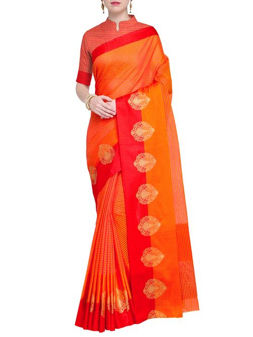 stripes woven saree with blouse - 15544367 - Very Small Image - 1