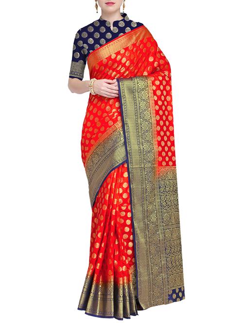 zari motifs banarasi saree with blouse - 15544372 - Very Small Image - 1