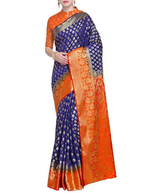 zari motifs banarasi saree with blouse - 15544373 - Very Small Image - 1