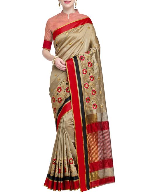floral embroidered saree with blouse - 15544381 - Very Small Image - 1