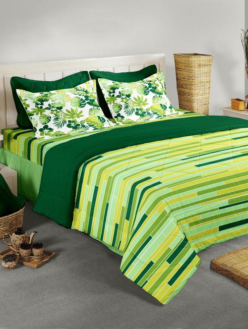 bianca 100% cotton stripes king size double bedsheet with 2 pillow covers. - 15544481 - Very Small Image - 1