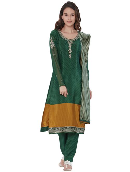 embroidered semi-stitched pant suit - 15544826 - Very Small Image - 1