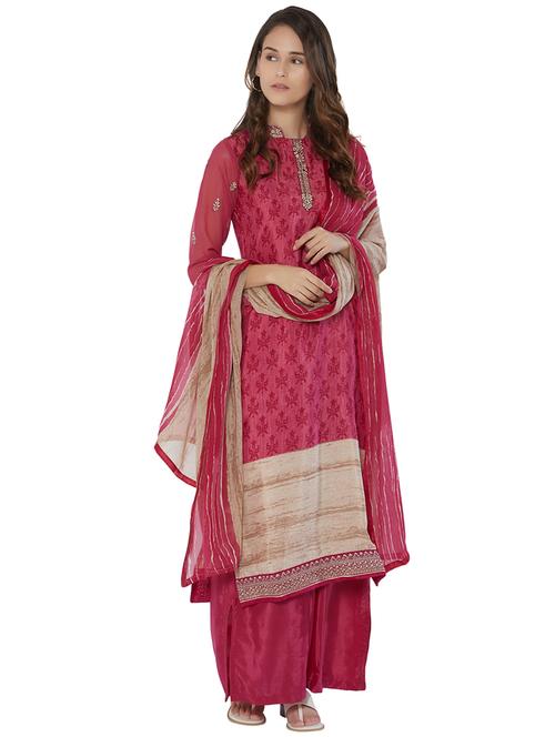 embroidered semi-stitched palazzo suit - 15544829 - Very Small Image - 1