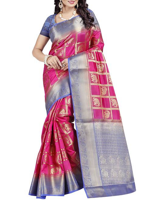 conversational zari motif banarasi saree - 15544848 - Very Small Image - 1