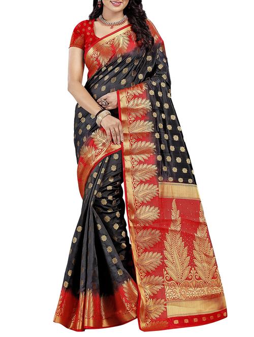 gold zari motif banarasi saree - 15544865 - Very Small Image - 1