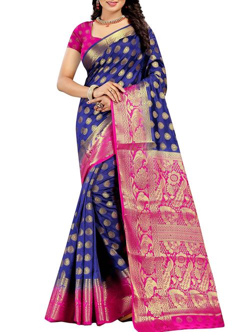 conversational zari border banarasi saree - 15544874 - Very Small Image - 1
