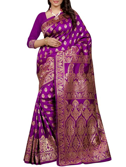 zari motif banarasi saree - 15544888 - Very Small Image - 1