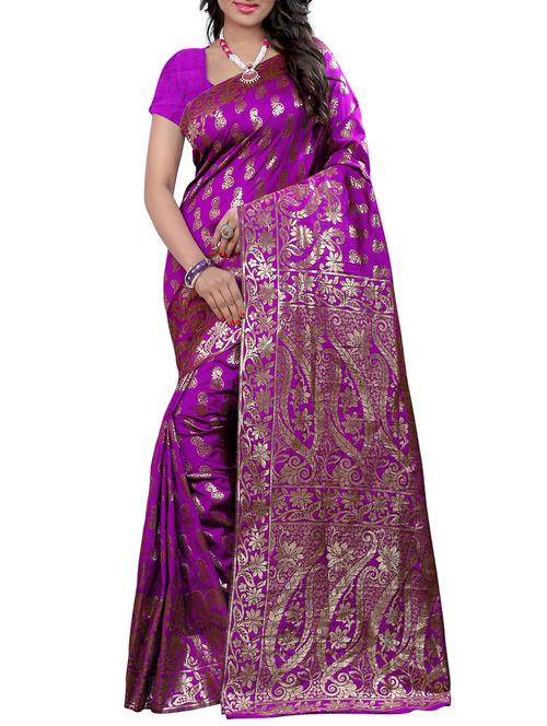 floral zari motif banarasi saree - 15544906 - Very Small Image - 1