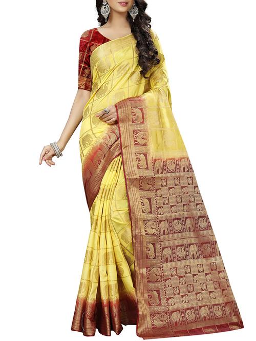 conversational zari motif banarasi saree - 15544918 - Very Small Image - 1