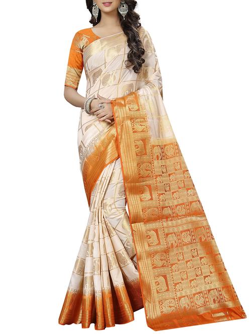 conversational zari motif banarasi saree - 15544921 - Very Small Image - 1