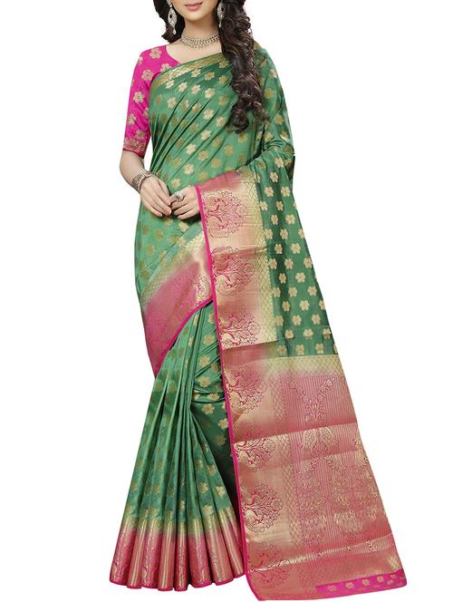floral zari motif banarasi saree - 15544924 - Very Small Image - 1