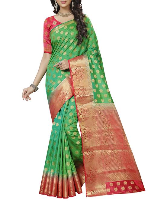floral zari motif banarasi saree - 15544926 - Very Small Image - 1
