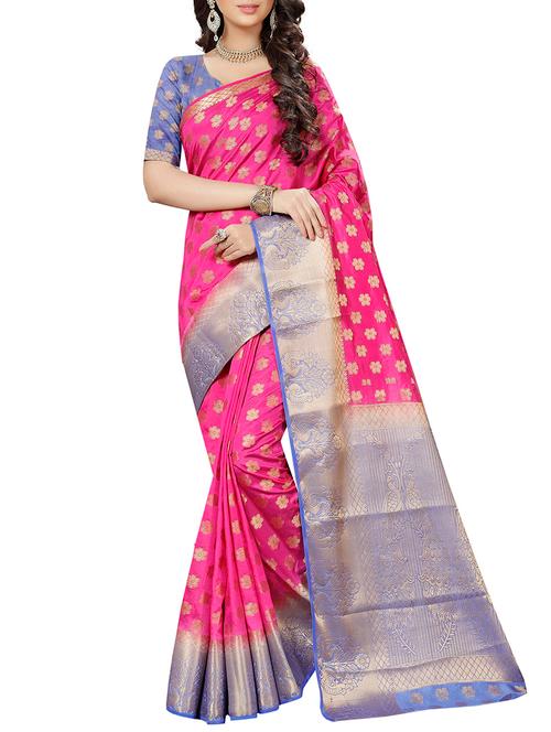 floral zari motif banarasi saree - 15544927 - Very Small Image - 1