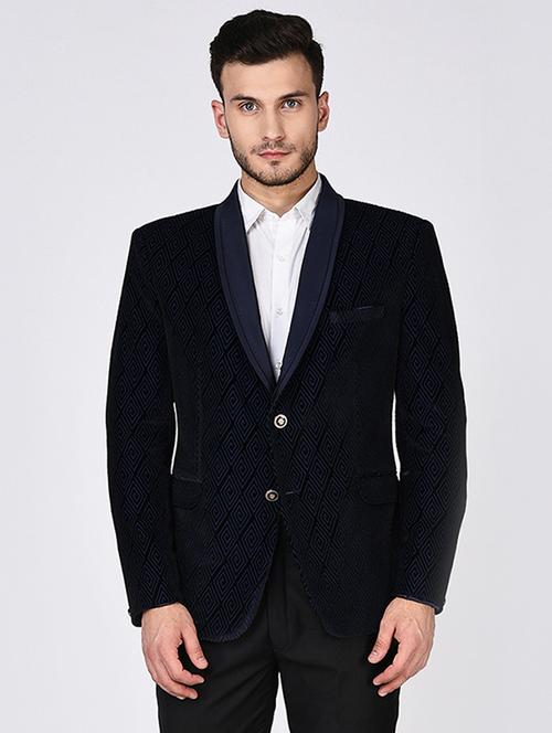navy blue velvet casual blazer - 15544975 - Very Small Image - 1