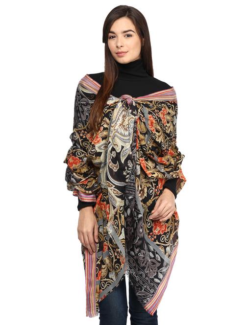 floral woolen stole - 15545035 - Very Small Image - 1