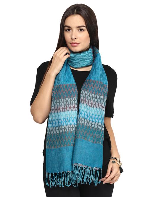 jacquard woolen stole - 15545041 - Very Small Image - 1
