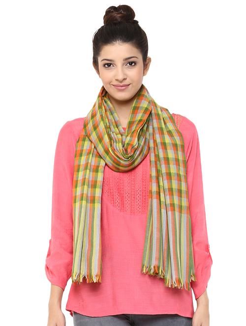 checkered woolen stole - 15545043 - Very Small Image - 1