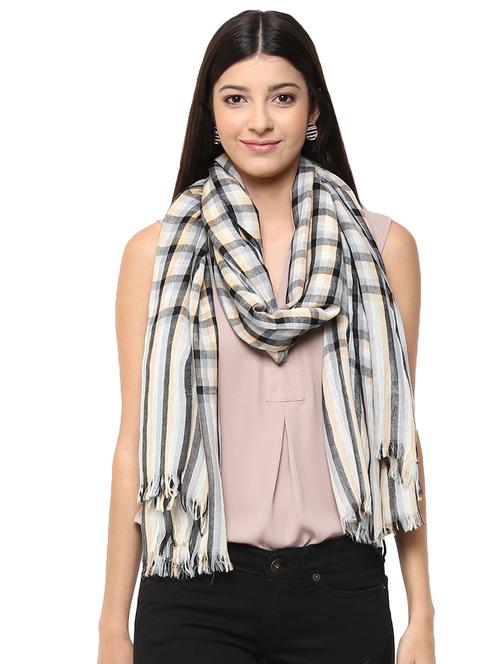 checkered woolen stole - 15545044 - Very Small Image - 1