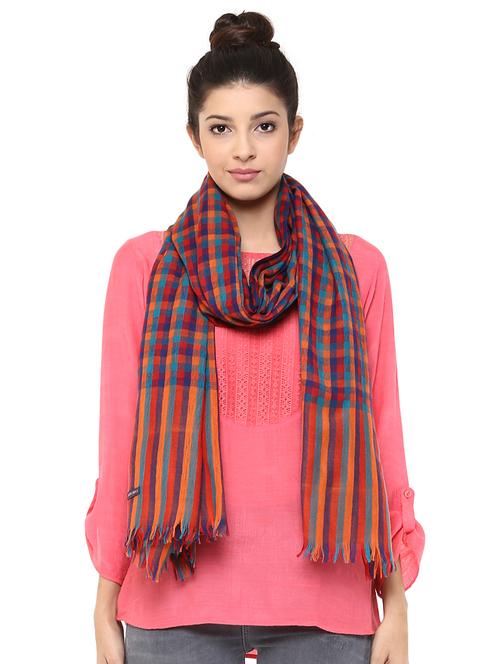checkered woolen stole - 15545045 - Very Small Image - 1