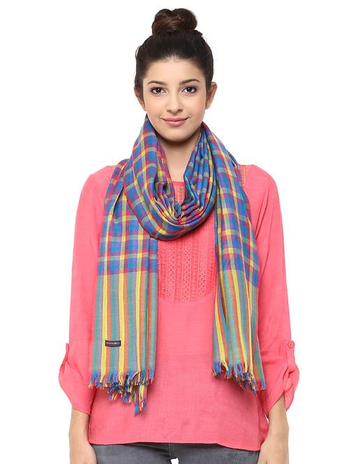 checkered woolen stole - 15545046 - Very Small Image - 1