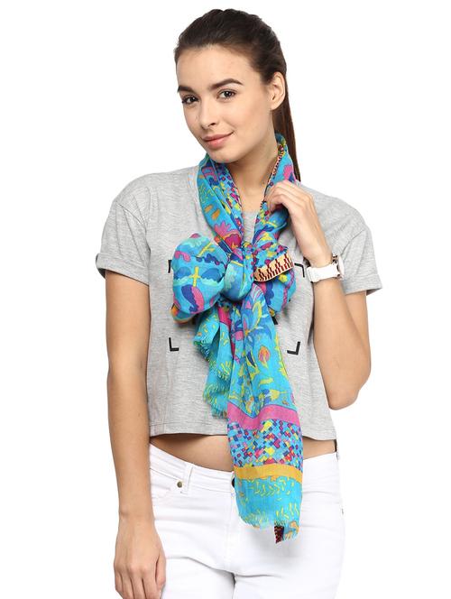 blue woolen stole - 15545094 - Very Small Image - 1