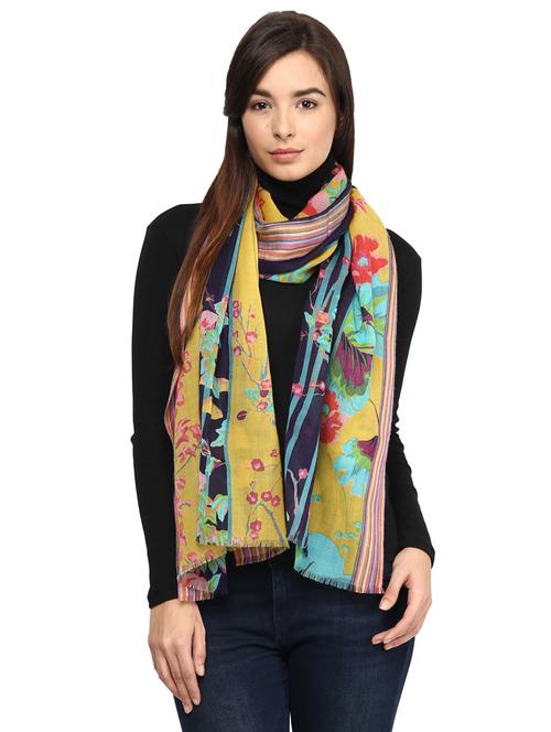 floral woolen stole - 15545101 - Very Small Image - 1