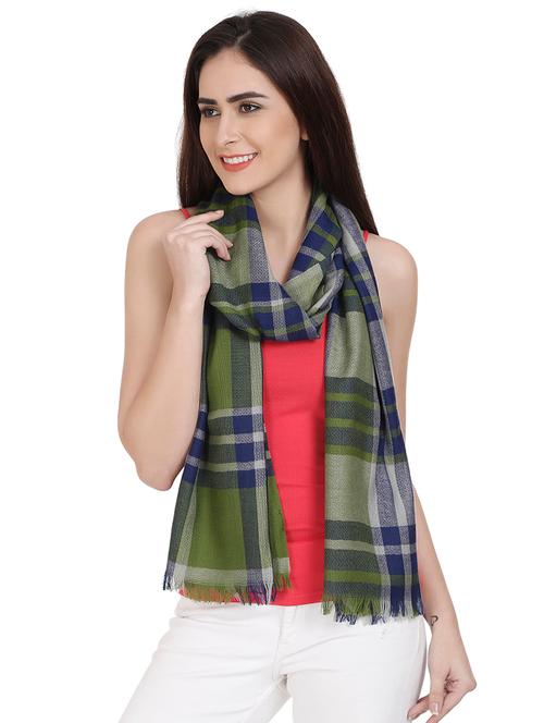 checkered woolen stole - 15545116 - Very Small Image - 1
