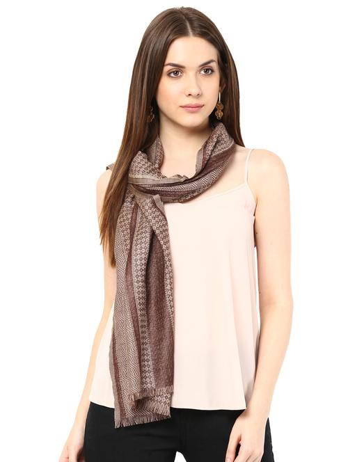 jacquard woolen stole - 15545117 - Very Small Image - 1
