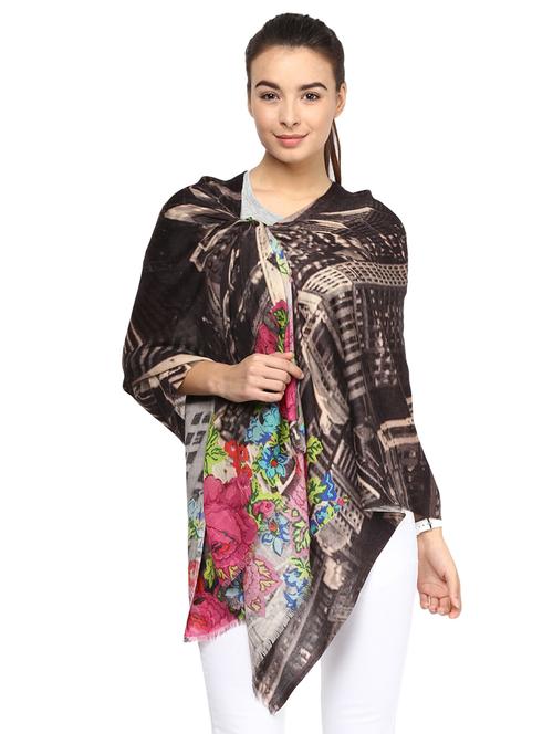 floral woolen stole - 15545124 - Very Small Image - 1