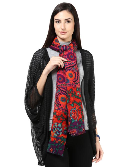 floral woolen stole - 15545155 - Very Small Image - 1