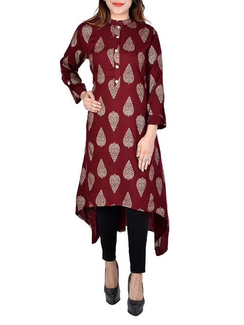 high low block print kurta - 15545268 - Very Small Image - 1