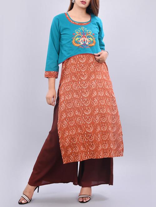 embroidered straight kurta - 15545926 - Very Small Image - 1