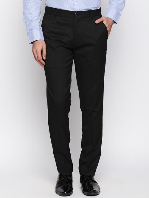 black polyester blend flat front formal trouser - 15546893 - Very Small Image - 1