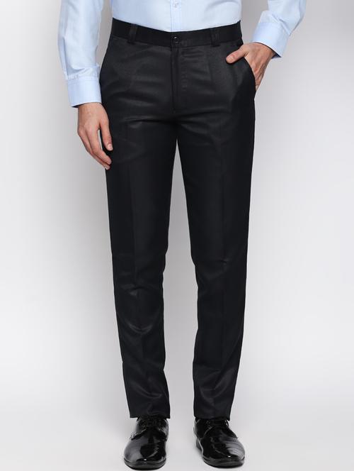 blue polyester blend flat front formal trouser - 15546898 - Very Small Image - 1