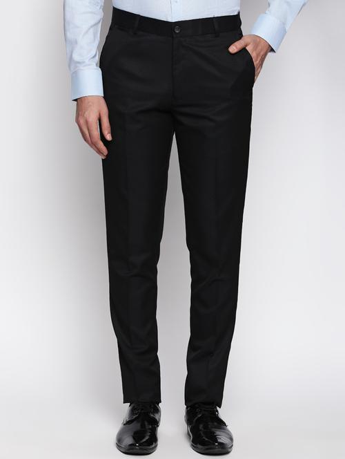 black polyester blend flat front formal trouser - 15546900 - Very Small Image - 1