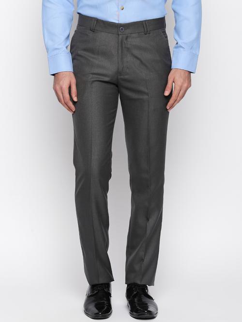 grey polyester blend flat front formal trouser - 15546904 - Very Small Image - 1