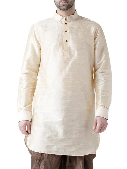 off white silk blend solid short kurta - 15546923 - Very Small Image - 1