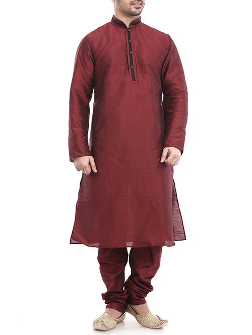 red silk blend long kurta - 15546944 - Very Small Image - 1