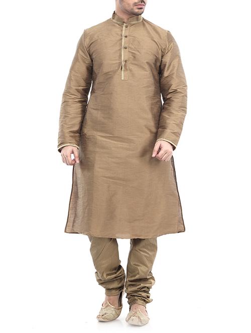 brown silk blend long kurta - 15546945 - Very Small Image - 1