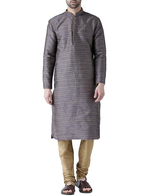 navy blue silk blend long kurta - 15546989 - Very Small Image - 1