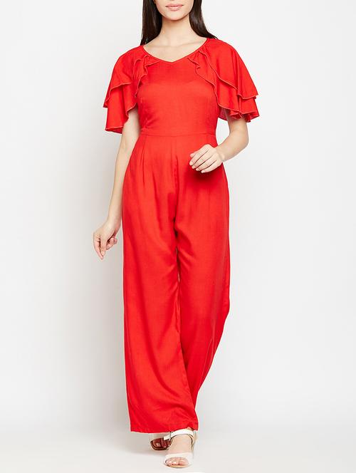 ruffle detailed full leg jumpsuit - 15547093 - Very Small Image - 1