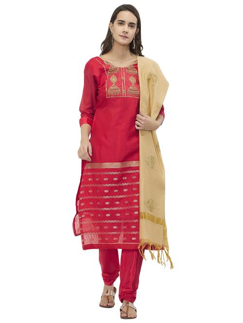 embroidered unstitched churidaar suit - 15547293 - Very Small Image - 1