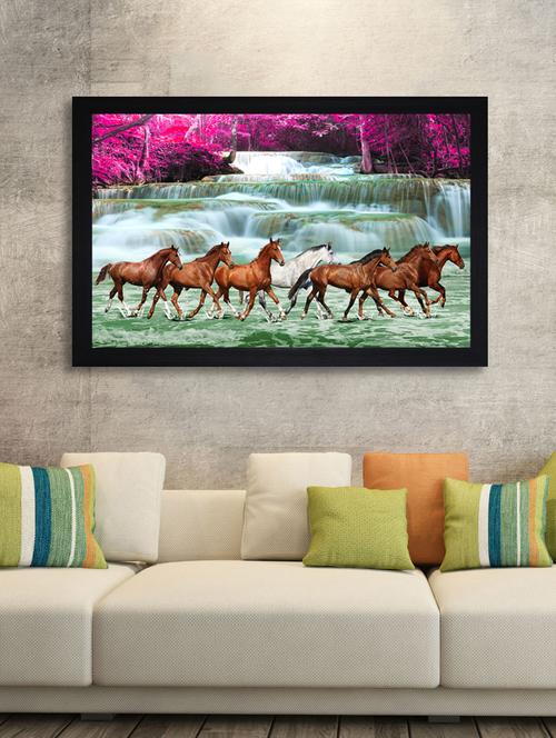 horse with waterfall large synthetic framed uv digital reprint painting - 15547346 - Very Small Image - 1