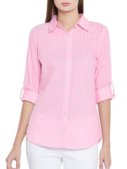 striped roll-up sleeved shirt - 15547794 - Very Small Image - 1