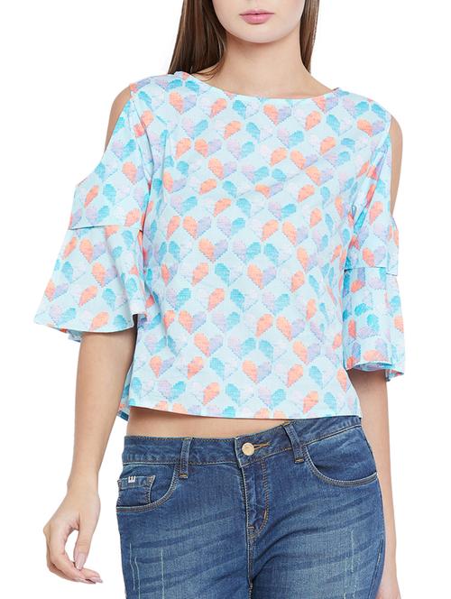 cold shoulder heart print top - 15547795 - Very Small Image - 1