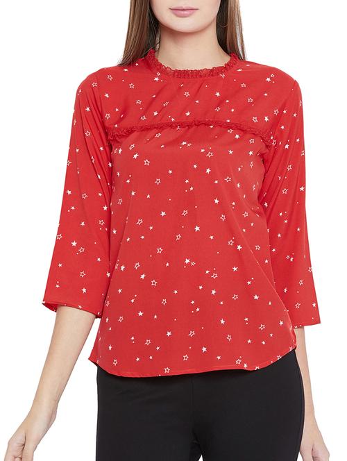 frill detail star print top - 15547803 - Very Small Image - 1