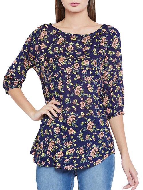 floral boat neck top - 15547814 - Very Small Image - 1