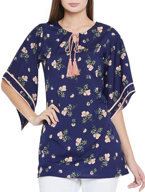 tassel tie-up floral tunic - 15547817 - Very Small Image - 1