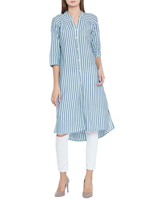 mandarin neck striped tunic - 15547826 - Very Small Image - 1